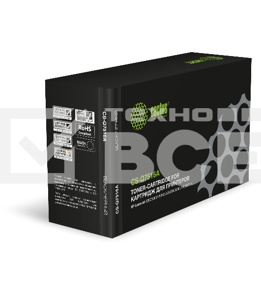 Картридж лазерный Cactus CS-Q7516A для принтеров HP LaserJet 5200/5200N; Canon LBP 3500 черный 12000 стр.