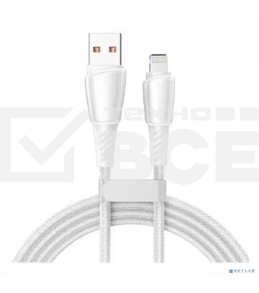 Кабель Rexant USB-A - Lightning для Apple, 2,4А, 1м, в белой нейлоновой оплетке