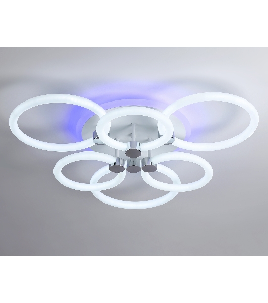 Потолочный светодиодный светильник FA3844/3+3 WH белый 102W 3000K-6400K+RGB D670*115 (ПДУ РАДИО 2.4G)