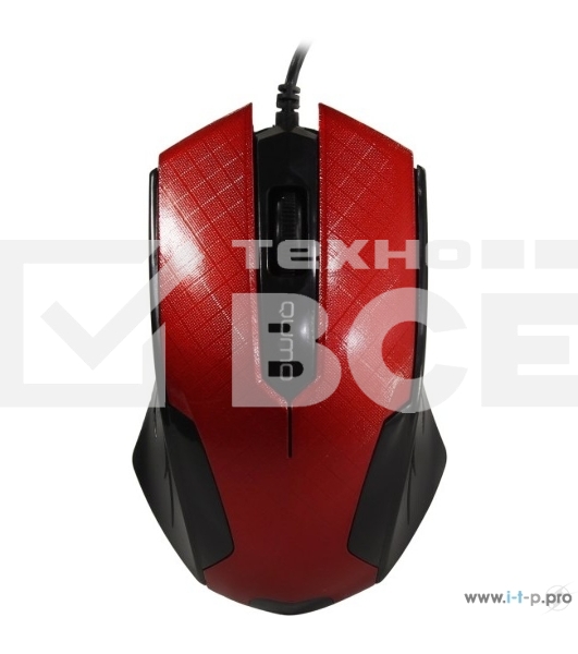 Мышь проводная Qumo Office M14 красный, 1000 dpi, USB, кнопки - 3