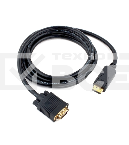 Кабель DisplayPort->VGA Cablexpert CCP-DPM-VGAM-6, 1,8м, 20M/15M, черный, экран, пакет
