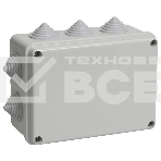 Коробка КМ41241 распаячная Iek UKO10-150-110-070-K41-44 для о/п 150х110х70 мм IP44 (RAL7035, 10 гермовводов), фото 1
