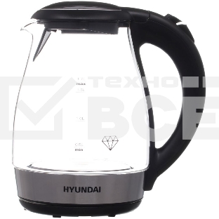 Чайник электрический Hyundai HYK-G2030 1.7л. 2200Вт черный (корпус: стекло)