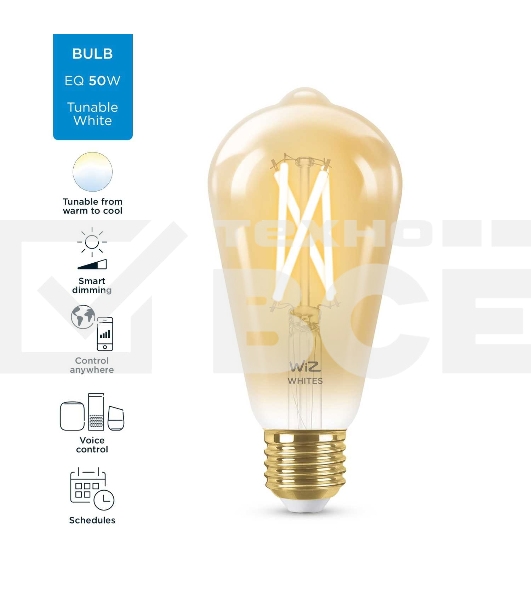 Лампа светодиодная WiZ Wi-Fi BLE50WST64E27920-50Amb1PF/6
