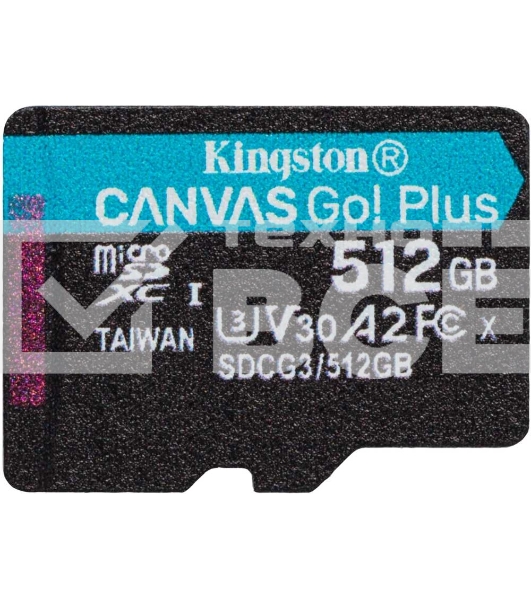 Флеш карта Kingston microSD 512GB microSDXC Class 10 UHS-I U3 V30 Canvas Go Plus 170MB/s