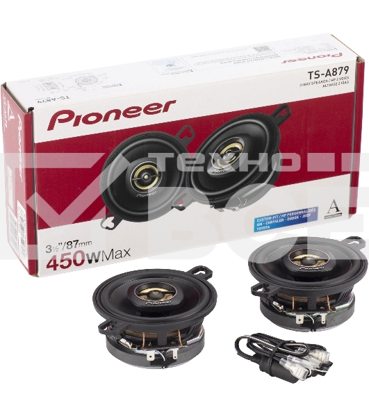 Колонки автомобильные Pioneer TS-A879 (без решетки) 450Вт 85дБ 4Ом 7.6см (3дюйм) (ком.:2кол.) твитер двухполосные