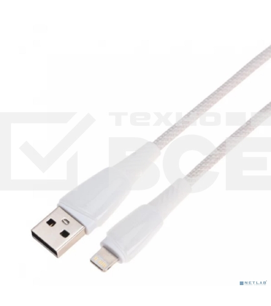 Кабель Rexant USB-A - Lightning для Apple, 2,4А, 1м, в белой нейлоновой оплетке