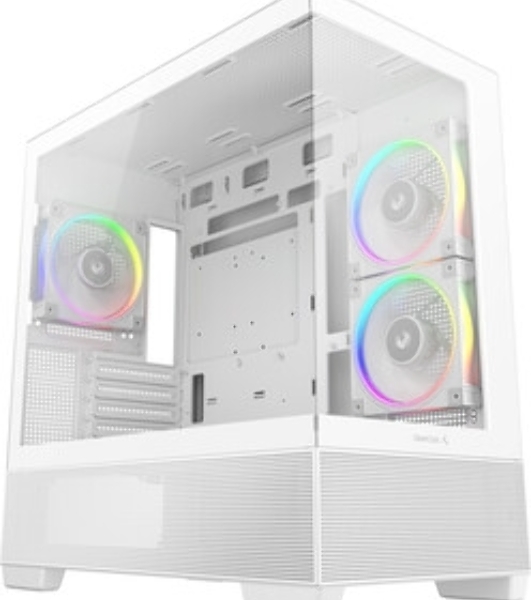 Компьютерный корпус Deepcool CG380 3F WH без БП, боковое окно (панорама), 3x120мм ARGB PWM вентилятора, белый, mATX