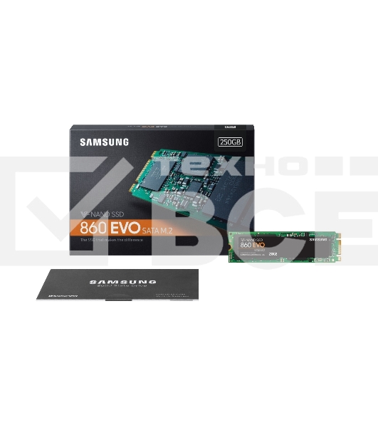 Накопитель SSD Samsung 860 EVO, 250Gb, SATA III, M.2 2280, R/W 550/520