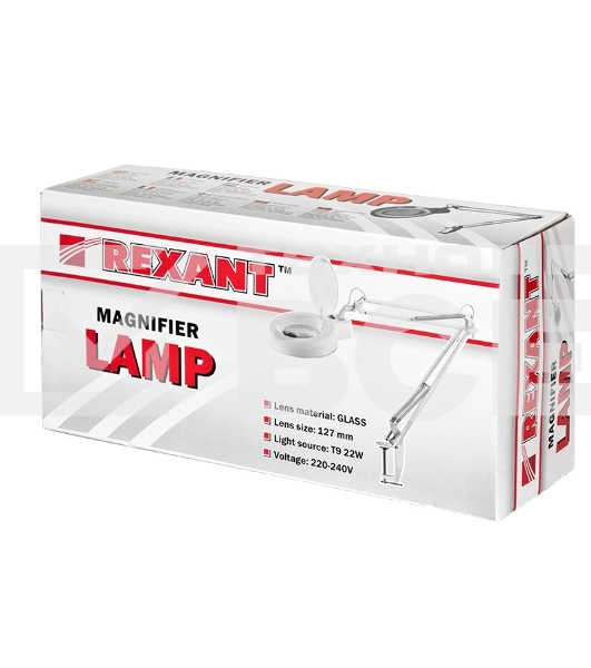 Лупа на струбцине Rexant, круглая, 8D, с подсветкой, белая 31-0021