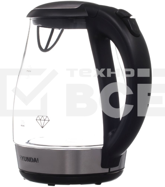 Чайник электрический Hyundai HYK-G2030 1.7л. 2200Вт черный (корпус: стекло)