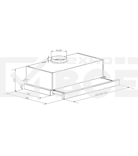 Вытяжка встраиваемая LEX HUBBLE G 600 BLACK  570м3/час LED лампы