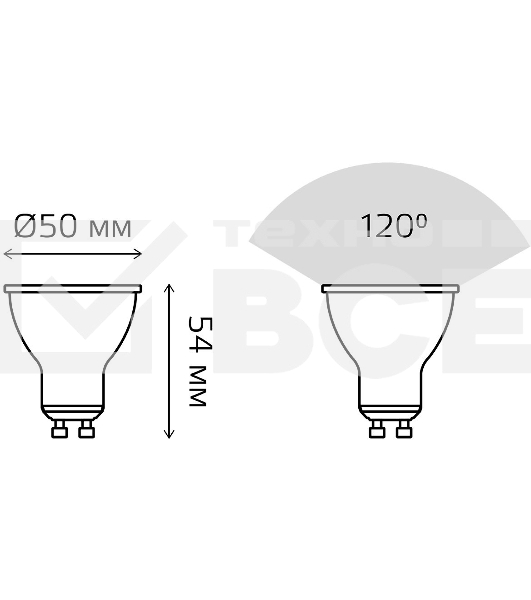 Лампа светодиодная Gauss Black 5Вт цок.:GU10 рефлектор 220B 3000K св.свеч.бел.теп. MR16 (упак.:10шт) (101506105)