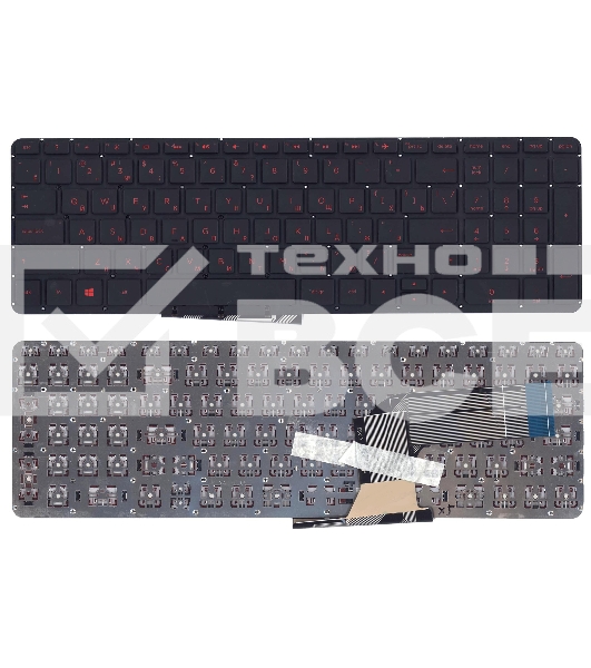 Клавиатура для ноутбука HP Pavilion 15-P 17-F черная с красной подсветкой