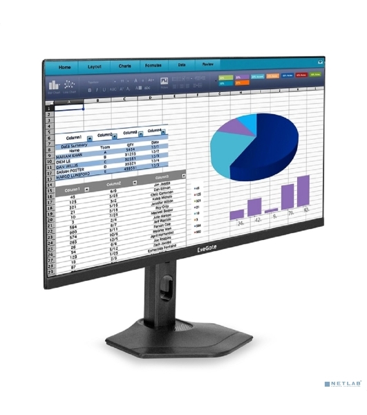 Монитор 23.8' ExeGate ProSmart EZ2400C IPS 1920x1080, 75 Гц, 3 мс, 16:9, 250 кд/м², VGA, HDMI 2.0, DP 1.2, USB, 3.5 Jack, динамики (2x3 Вт), FreeSync, черный
