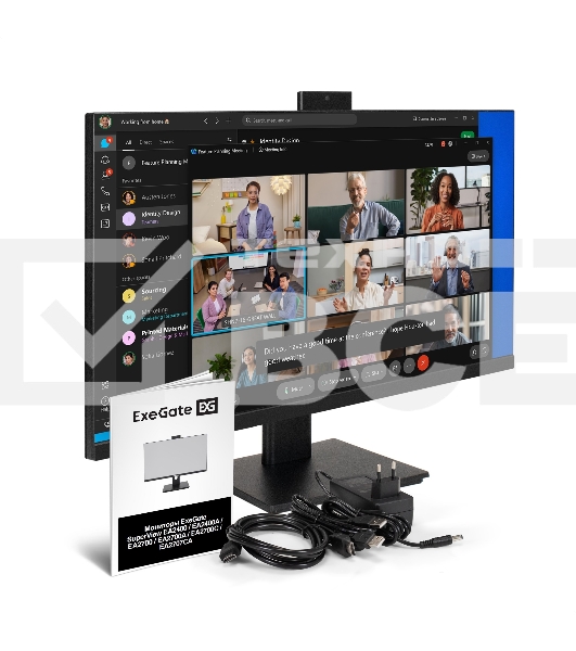 Монитор 27' ExeGate SuperView EA2700A IPS 1920x1080, 75 Гц, 5 мс, 16:9, 250 кд/м², HDMI 1.4, VGA, веб-камера (2 Мп), 3.5 мм, черный
