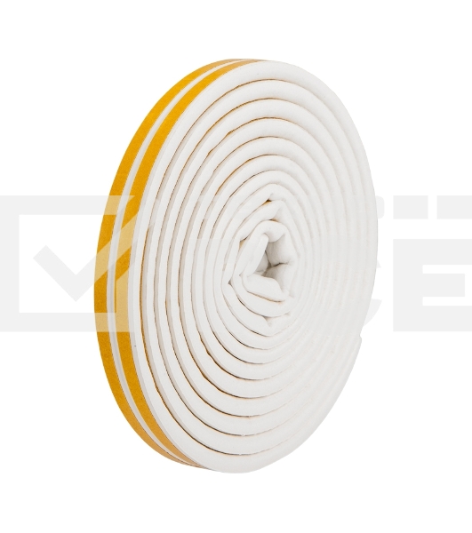Уплотнитель самоклеящийся, белый, D-профиль 9х7,5мм, для зазоров 3-5мм, упаковка по 6м PROconnect