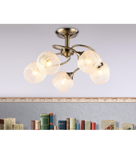 Светильник Ambrella light TR3199/5 SB/CL/FR бронза/прозрачный/белый матовый E27/5 max 40W D600*485