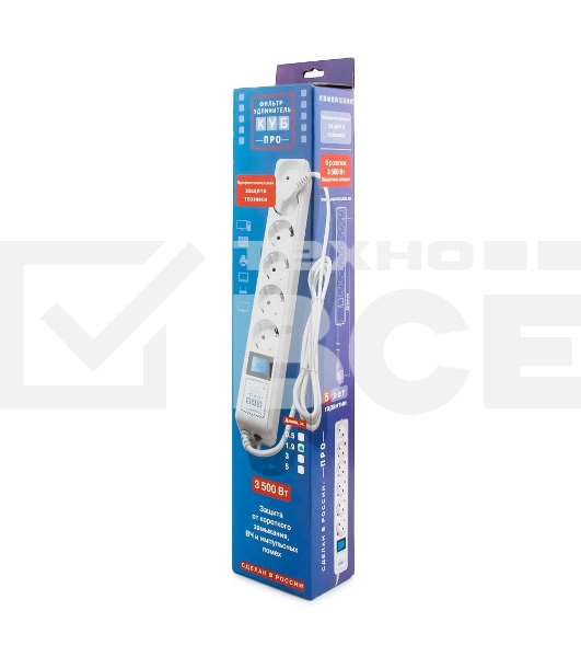 Фильтр-удлинитель Power Cube PRO, 1,9 м, LC контур, 16А/3,5кВт