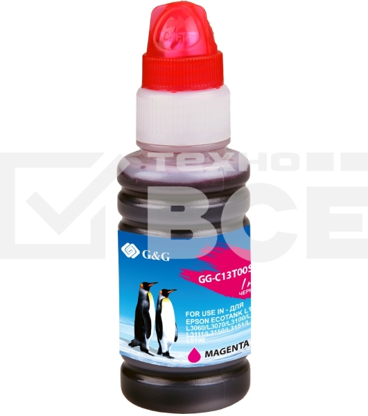 Чернила G&G GG-C13T00S34A пурпурный70мл для Epson L1110, L3151, L3100, L3101, L3110, L3150
