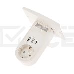 Адаптер USB (2хUSB-A + USB-С) + розетка 220-250В с подсветкой и подставкой для телефона Rexant, фото2