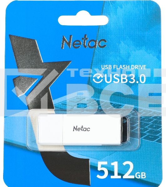 Флеш диск Netac 512Gb U185 NT03U185N-512G-30WH USB3.0 белый
