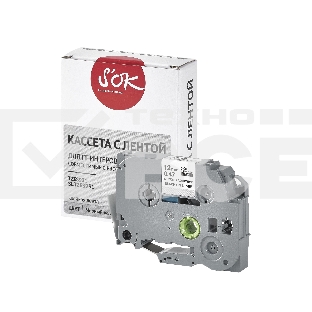 Кассета с лентой S'OK by Sakura Printing TZES931 для Brother, черный на серебре, 12мм/8м, наклейка
