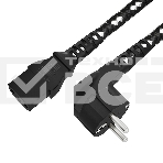 Кабель питания GCR 2.0m, евровилка угловая Schuko - С13, текстиль, черно-белый, 3x0,75мм, фото2