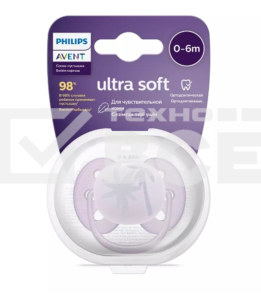 Пустышка Philips Avent ultra soft, пальмы, 0-6 мес., 1 шт.
