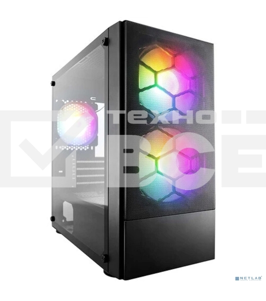 Компьютерный корпус 1STPLAYER FIREBASE X4-M Black / mATX, TG / 1x120mm & 2x140mm LED fans inc. / X4-M-BK-2F1P-1F1