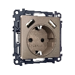 Комплект механизма электрической розетки ALFA Темная бронза матовый 2USB A+A 18W (быстрая зарядка) с/з QUANT (AP6390, VM155) MA639010, фото 1