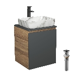 Тумба Bau Dream Blackwood 50 графит, раковина BAU Hotel 51х39, мрамор, смеситель для раковины высокий Hotel Black, черный, выпуск клик клак, черный, фото2