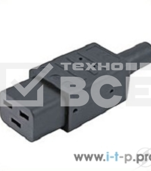 Разъемы для силового кабеля Hyperline CON-IEC320C19 Разъем IEC 60320 C19 220В 16A на кабель, контакты на винтах (плоские контакты внутри разъема), прямой
