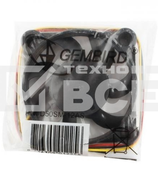 Вентилятор для корпуса Gembird D50SM-12AS черный, 50 мм, 4500 об/мин, 24 дБ, 3 pin