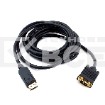 Кабель DisplayPort->VGA Cablexpert CCP-DPM-VGAM-10, 3м, 20M/15M, черный, экран, пакет, фото 1