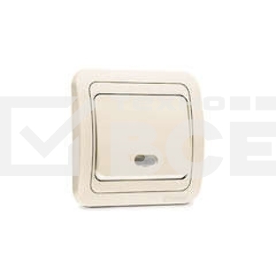 Выключатель одноклавишный СП Mimoza 10А IP20 с подсветкой крем./крем. Makel 25021
