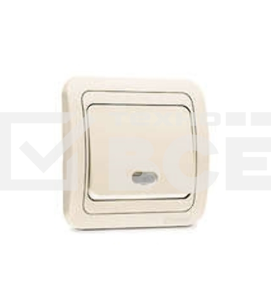 Выключатель одноклавишный СП Mimoza 10А IP20 с подсветкой крем./крем. Makel 25021