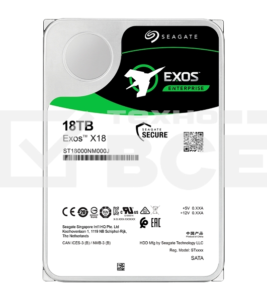 Жесткий диск Seagate Original SATA-III 18Tb ST18000NM000J Exos X18 512E (7200rpm) 256Mb 3.5