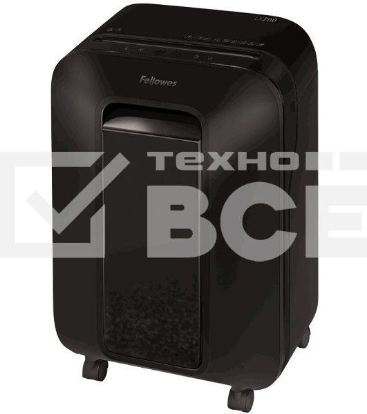 Шредер Fellowes PowerShred LX200 черный (секр.P-4)/перекрестный/12лист./22лтр./скрепки/скобы/пл.карты