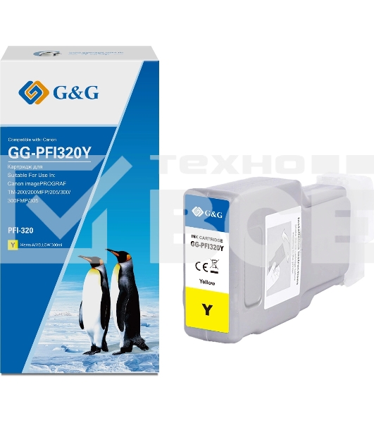 Картридж струйный G&G GG-PFI320Y (PFI-320Y) желтый (300 мл) для Canon imagePROGRAF TM-200/200MFP/205/300/300MFP/305