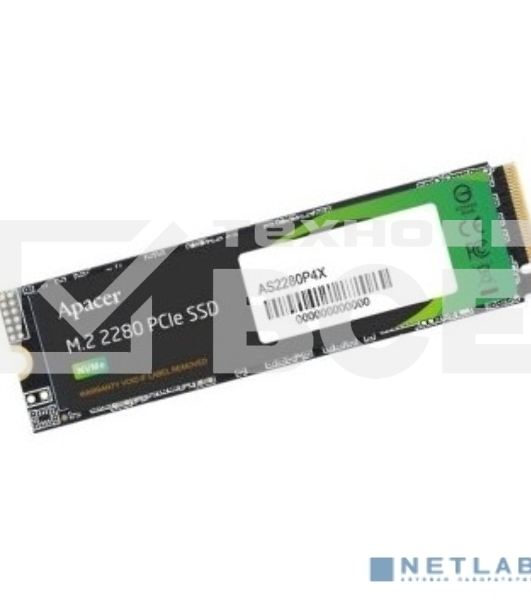 Накопитель SSD Apacer AS2280P4, 512Gb, M.2 2280, PCIe 3.0 x4, NVMe, R/W 2100/1500
