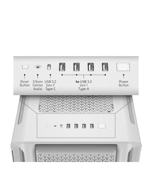 Компьютерный корпус без блока питания Case Corsair 5000T, Midi-Tower, TG, no fan, 4xUSB-A 3.2, 1xUSB 3.2 Type-C, E-ATX, ATX, mATX, mITX White