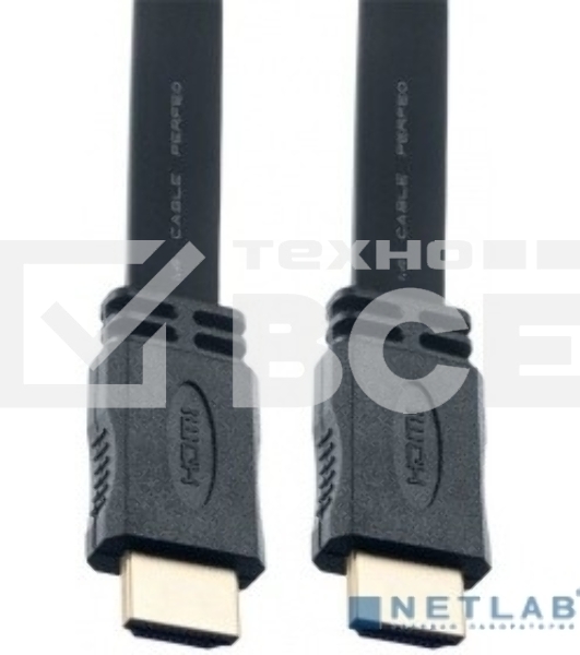 Кабель PERFEO HDMI A вилка - HDMI A вилка, плоский, ver.1.4, длина 2 м. (H1302)