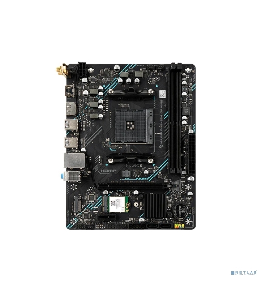 Материнская плата Maxsun B450M GAMING WIFI, AM4, AMD B450, 2xDDR4 (до 64 ГБ), 2xSATA, 1xM.2 (PCIe 3.0 x4), 1xPCIe 3.0 x16, 1xPCIe 3.0 x1, 1xHDMI, 1xDP, 1x1Gb LAN, Wi-Fi 5, Bluetooth 4.2, 4xUSB-A 5Gbps, 2xUSB-A 2.0, 3x3.5 мм, 7.1, mATX
