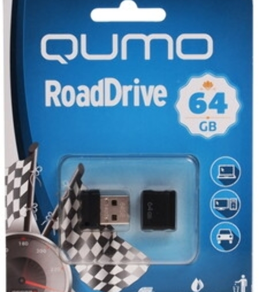 Флешка USB 2.0 QUMO 64Gb, NANO QM64GUD-NANO-B черный