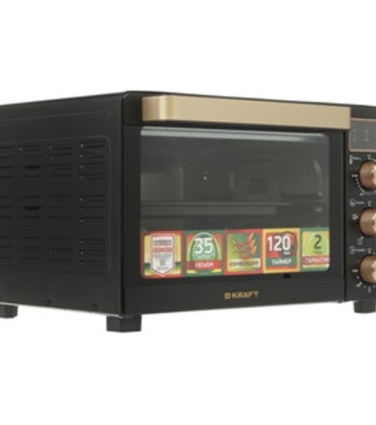Мини-печь Kraft KF-MO 3506 KGLB (черный/золото) с дисплеем