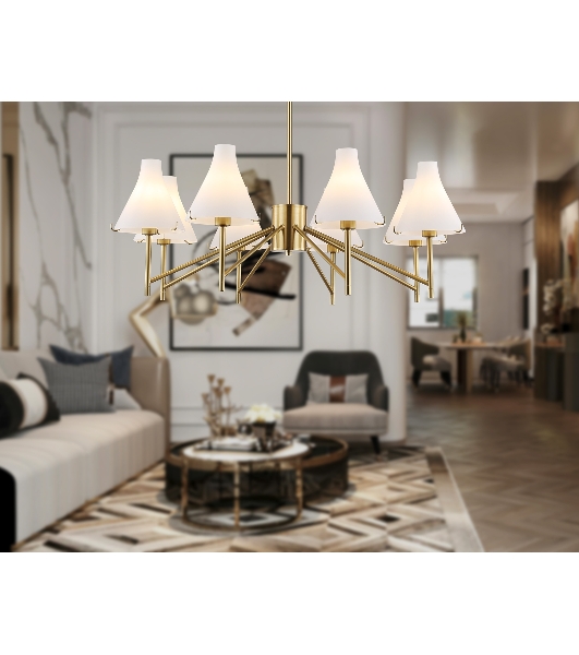 Люстра Ambrella light LH57135/8 BS/FR латунь/белый матовый E14/8 max 40W D800*650