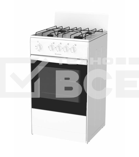 Плита газовая Darina S 4 GM 441 101 W Газовая плита, 4 конф., объем духовки - 50 литров, газ-контроль горелки духовки, щиток