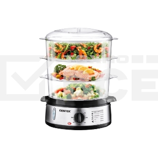 Пароварка Centek CT-1457 три корзины механическое управление мощность 800 Вт звуковой сигнал окончания работы чаша для риса в комплекте