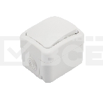 Переключатель проходной KRANZ Mini OG открытой установки, IP54 белый, фото 1